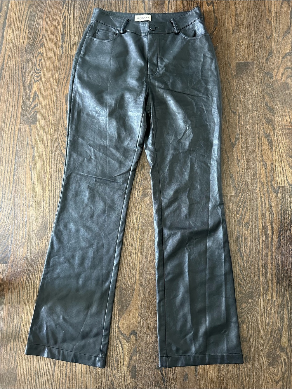 Nicholas The Label Faux Leather Bootcut Flare Pants Black Size 4